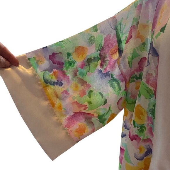 Victorias Secret Vintage Womens Robe One Size Multicolor Floral Print Satin Trim - Picture 5 of 9